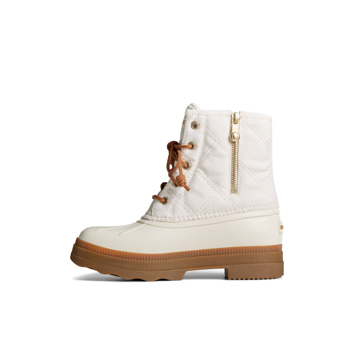 White and gold sperry duck boots on sale